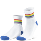 Product picture of white and rainbow reflective socks