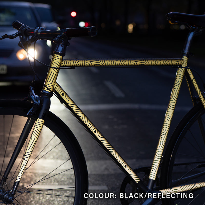 reflective bicycle, bike wrap, design bold, traffic