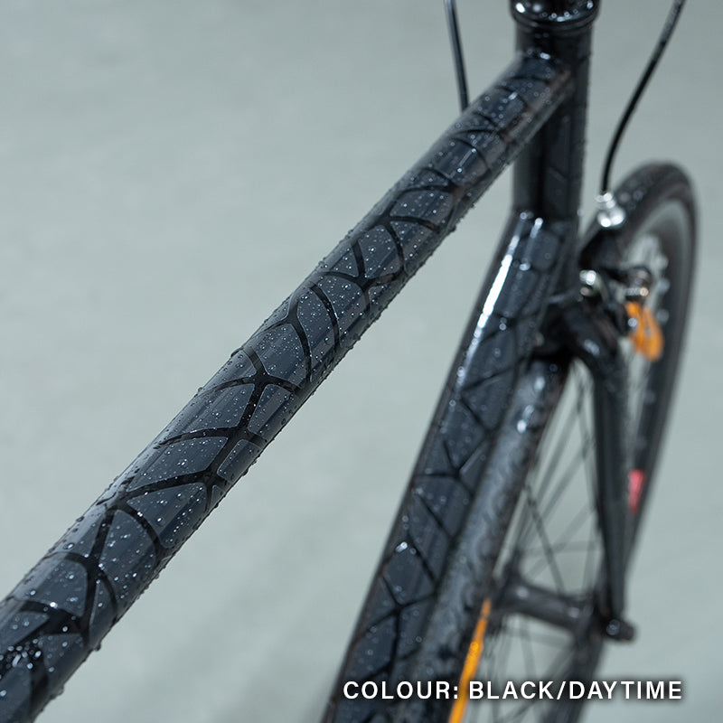 Fahrrad mit schwarzen Stickern, Aufkleber, Kroko, Fahrradfolie
