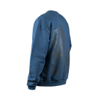 Crewneck Pullover, blau, Earth Design, reflektierender Aufdruck, seitliche Rückenansicht, Produktbild