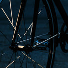 Front wheel black bike, with reflective spokes