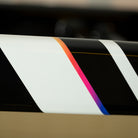 Rainbow reflective sticker on side of cargo bike