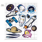 Reflective thematic shape for kids edition space, JWST, Dragon Capsul, ISS, Jupiter, Starship, Saturn, Space shuttle, asteroid, Solar system  and comets