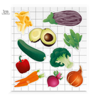 Reflective thematic shape for kids edition description sheet veggies