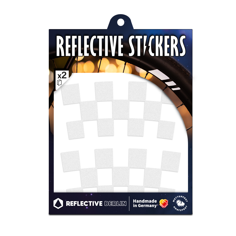 60mm white reflective checker sticker in packaging