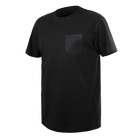 T-Shirt schwarz, mit gemusterter Brusttasche, Produktbild, Front