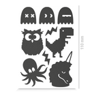 Eule, Geister, T-Rex, Krake, Einhorn Sticker für Textil, reflektierend, Freisteller, Farbe schwarz