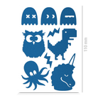 Eule, Geister, T-Rex, Krake, Einhorn Sticker für Textil, reflektierend, Freisteller, Farbe blau