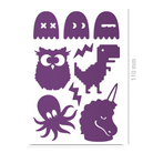 Eule, Geister, T-Rex, Krake, Einhorn Sticker für Textil, reflektierend, Freisteller, Farbe violett