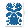  Textilsticker für Kinder, Geist, Flügel, Tropfen und Herzchen, reflektierend, Freisteller, Farbe blau